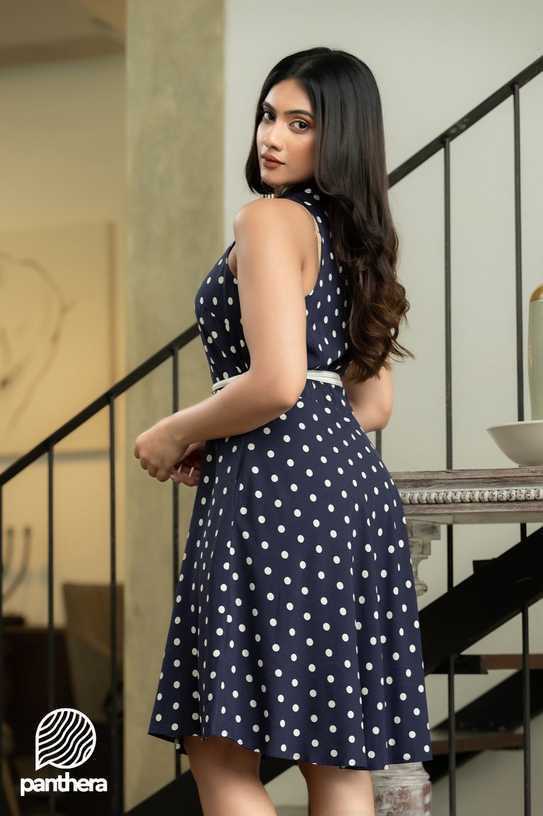 Polka Dotted Sleeveless Dress