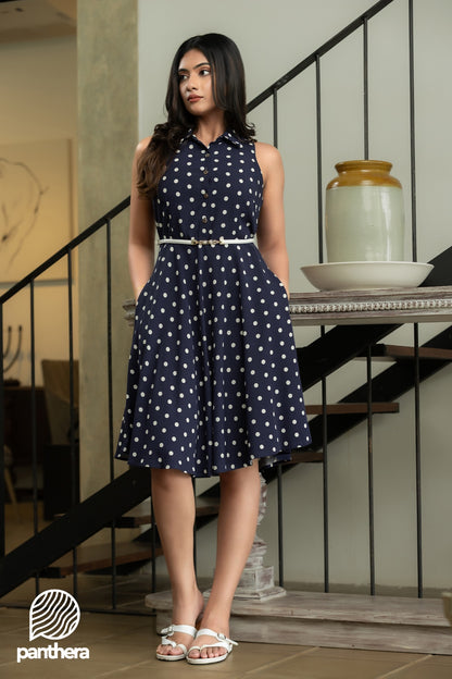 Polka Dotted Sleeveless Dress