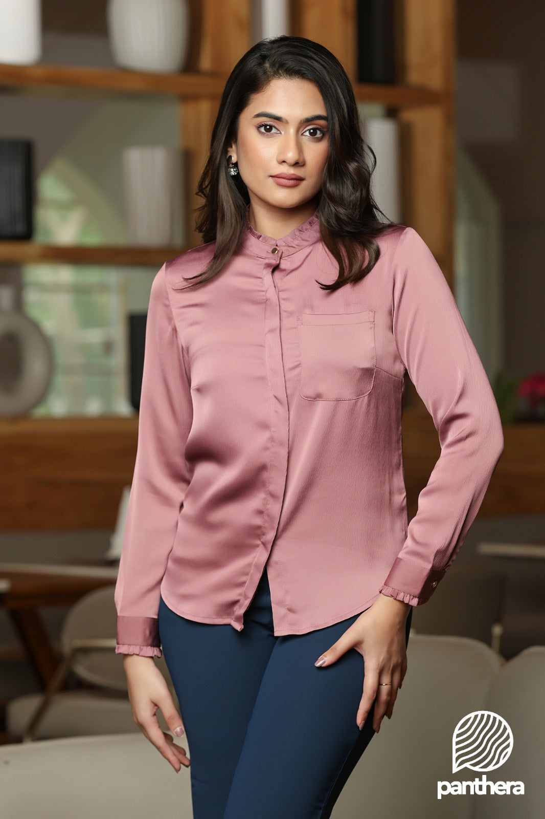 Dusty Rose Satin Blouse