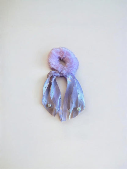 Fuzzy Bow Scrunchies Hair Band