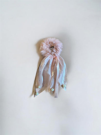 Fuzzy Bow Scrunchies Hair Band