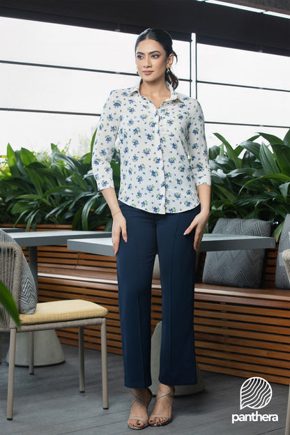 Blue Floral Printed Top