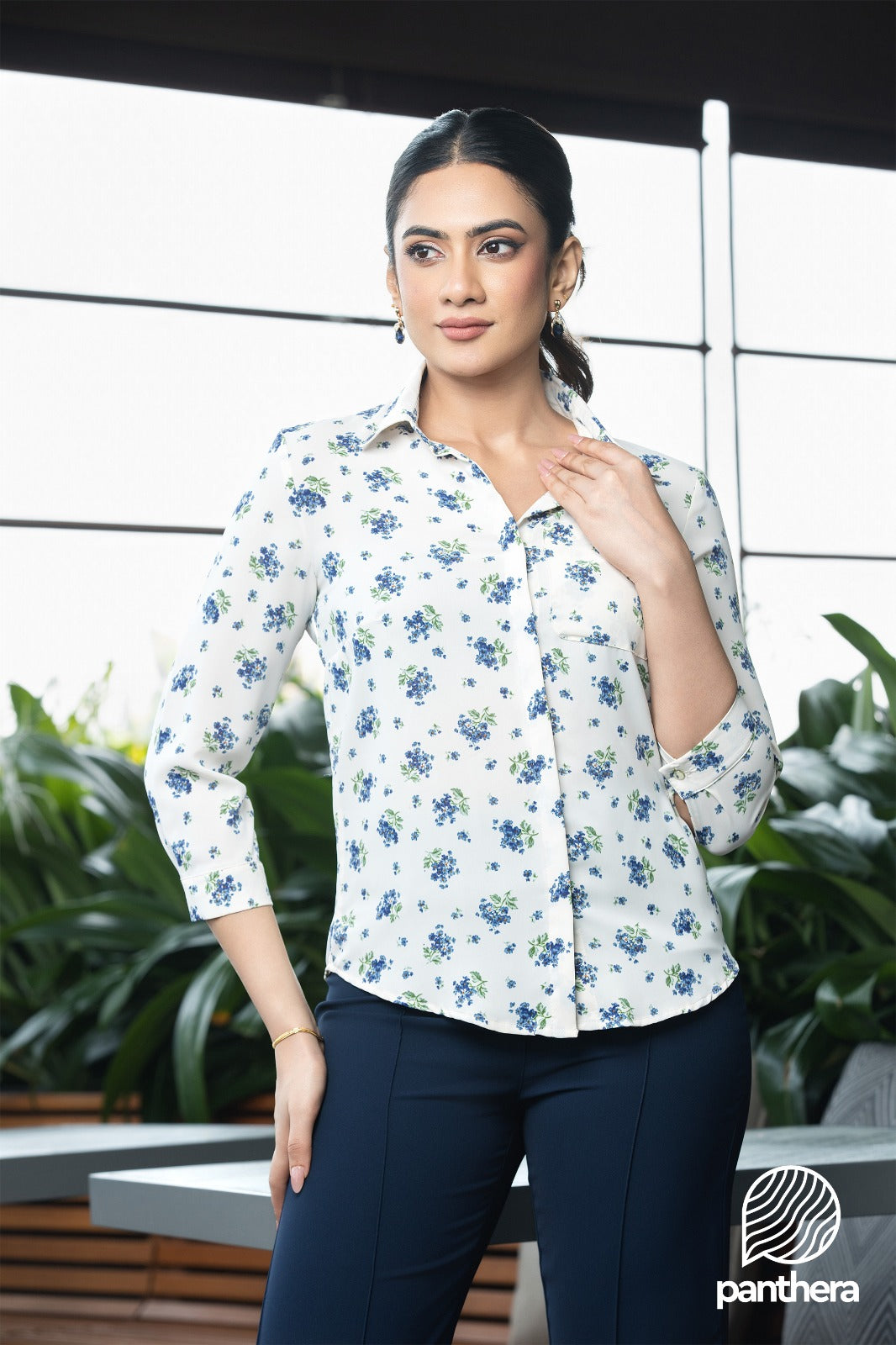 Blue Floral Printed Top