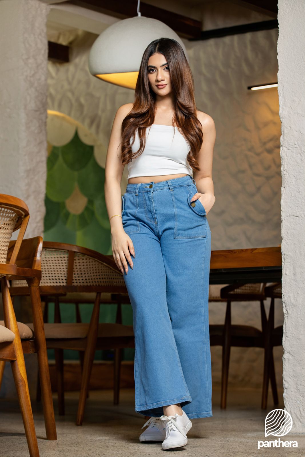 Wide-Leg Pocket Jeans