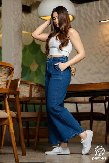 Wide-Leg Pocket Jeans