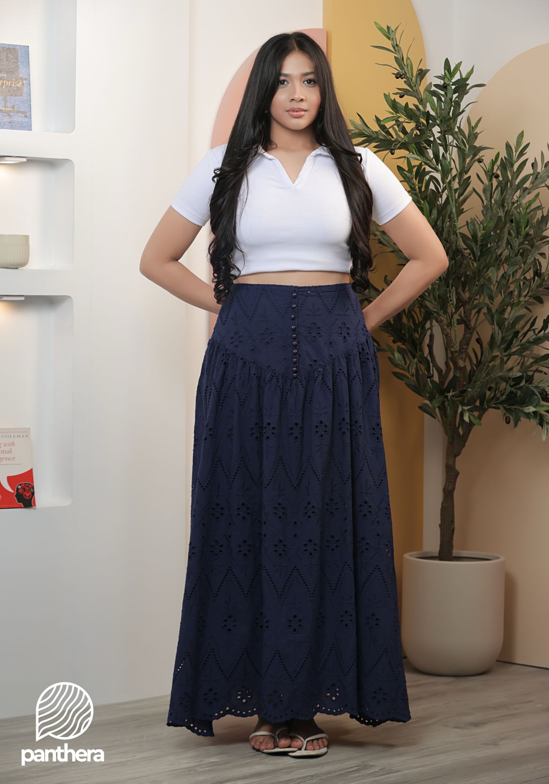 Indigo Wave Maxi Skirt