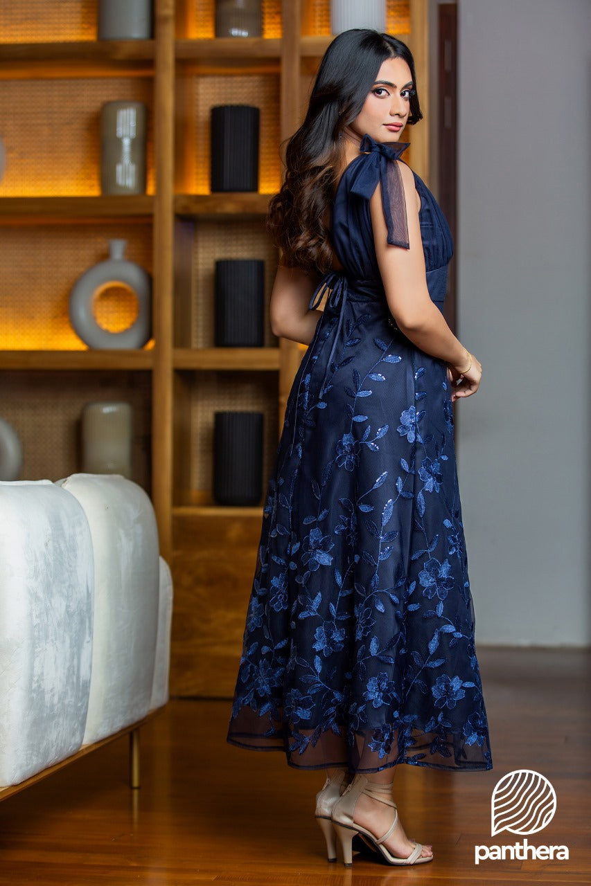 Sequinned Embroidered Lace Dress