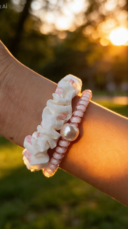 Pastel Pearl Scrunchie
